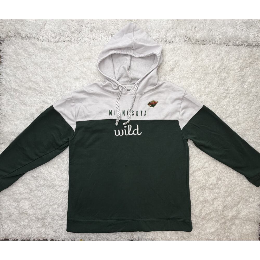 Minnesota Wild Hoodie Womens Large White/Green NHL Hockey